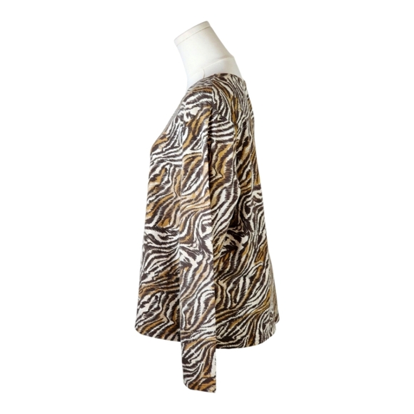 SET OF 2 Kim Rogers Animal Print Long Sleeve Tops XL – Zebra & Abstract Duo - Picture 4 of 11